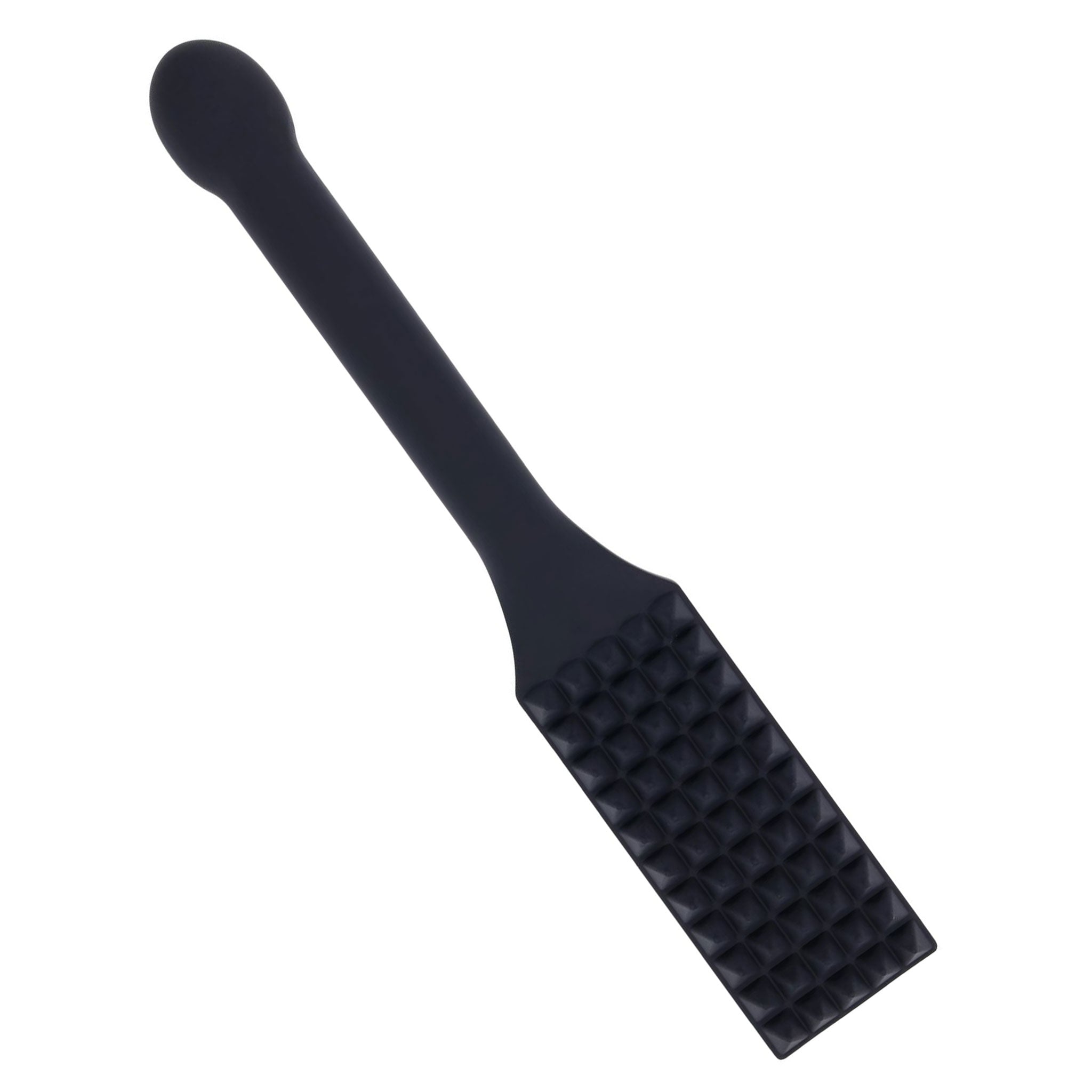 Silicone body-safe accessories paddle textured raised-spikes spiky spiked triangle-spikes reinforced-handle insertable edgy durable flexible firm bedroom dungeon bondage bdsm bdsm-gear bdsm-toys kink kinky kinky-play kinky-toys impact impact-toys impact-play spanking punishment discipline pain unisex adult-toys black