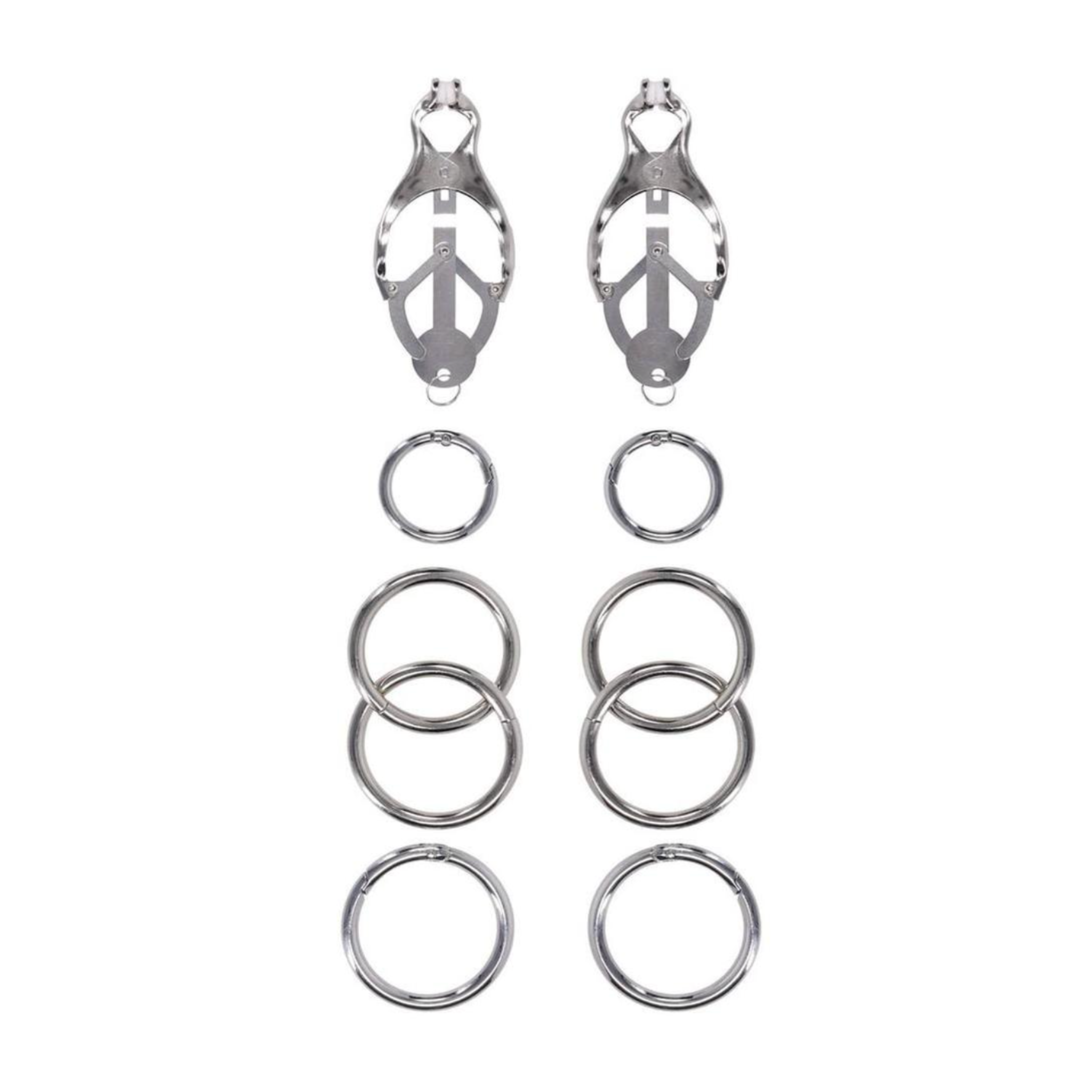 edge tuggable clover clamps silver black adjustable tension clamps multi ring system silicone tips metal clamps bondage accessory adult toy control play durable design