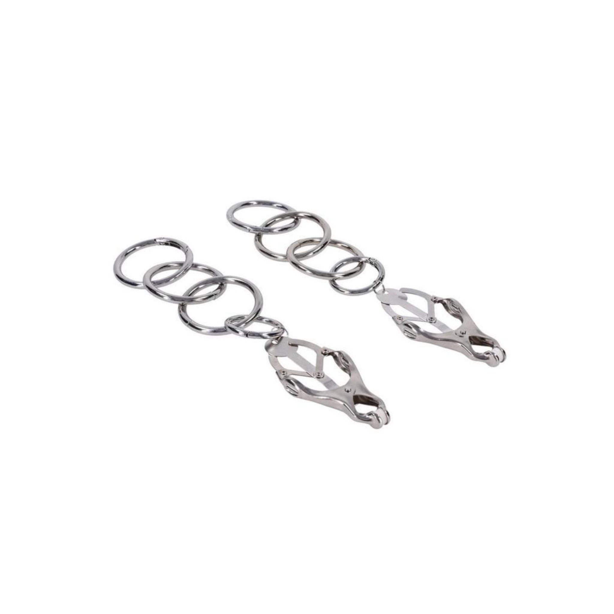 edge tuggable clover clamps silver black adjustable tension clamps multi ring system silicone tips metal clamps bondage accessory adult toy control play durable design