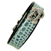 Leather genuine-leather exotic-leather accessories collar choker D-ring hinged adjustable buckle tantalizing must-have fetish fashion alt-fashion punk goth gothic bondage bdsm bdsm-gear restraints kink kinky kinkwear unisex turquoise