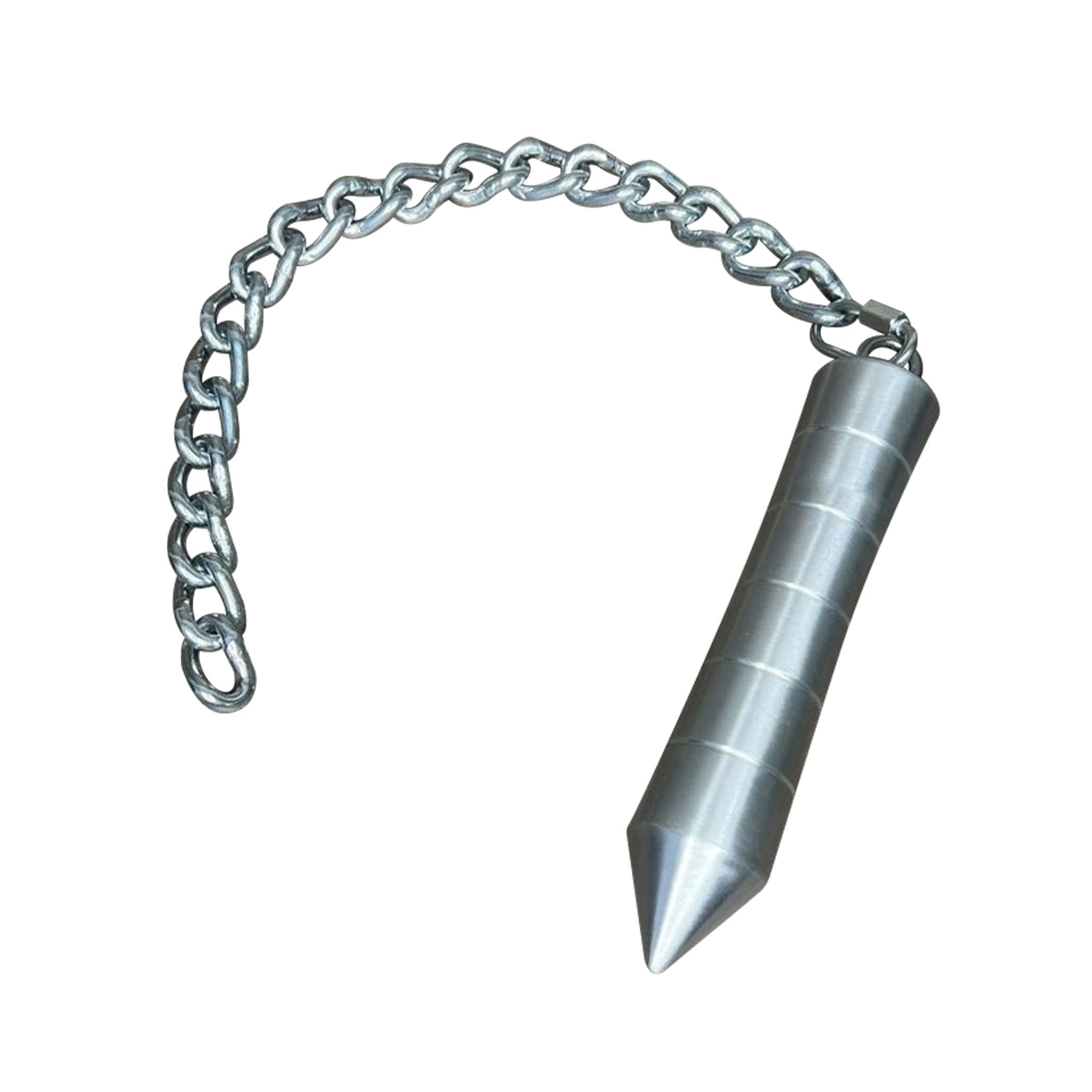Aluminum aircraft-grade metallic-chain accessories chain-tail whip pointy-handle concave-grip link-connector ergonomic heavy satin-finish bondage bdsm bdsm-gear bdsm-toys sadism masochism sadist masochist sadomasochist sadomasochism pain punishment discipline kinky-play kinky kink kinky-toys impact impact-toys impact-play extreme unisex adult-toys silver