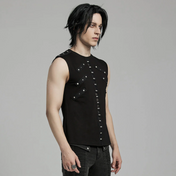 punk tank top studded black sleeveless fitted gothic tank cotton elastane alternative fashion edgy mens top streetwear