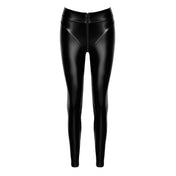 Wetlook power powerwetlook high waist high-waist waisted high-waisted stretch leggings pants 2-way two-way crotch zipper lux noir black