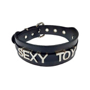 Double layer leather choker collar necklace statement name sexy-toy accessories black silver letters