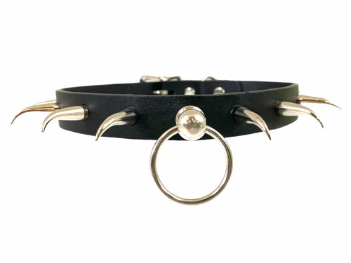 Horn Spike Choker Knocker Ring Black