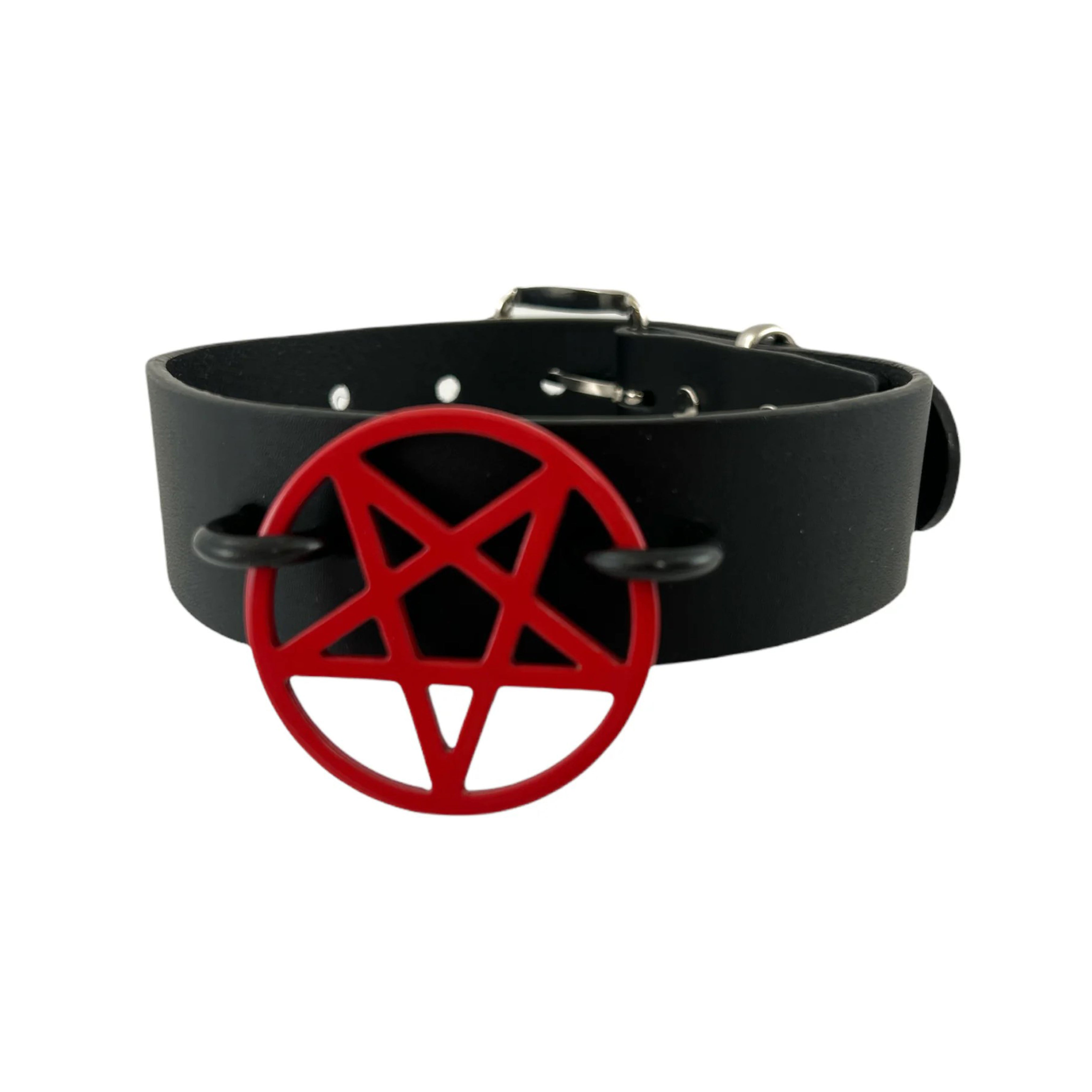 Large Pentagram U-rings Choker Black