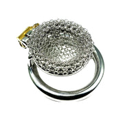 Stainless steel chain mail metal metallic net flexible cock cage male chastity lock silver