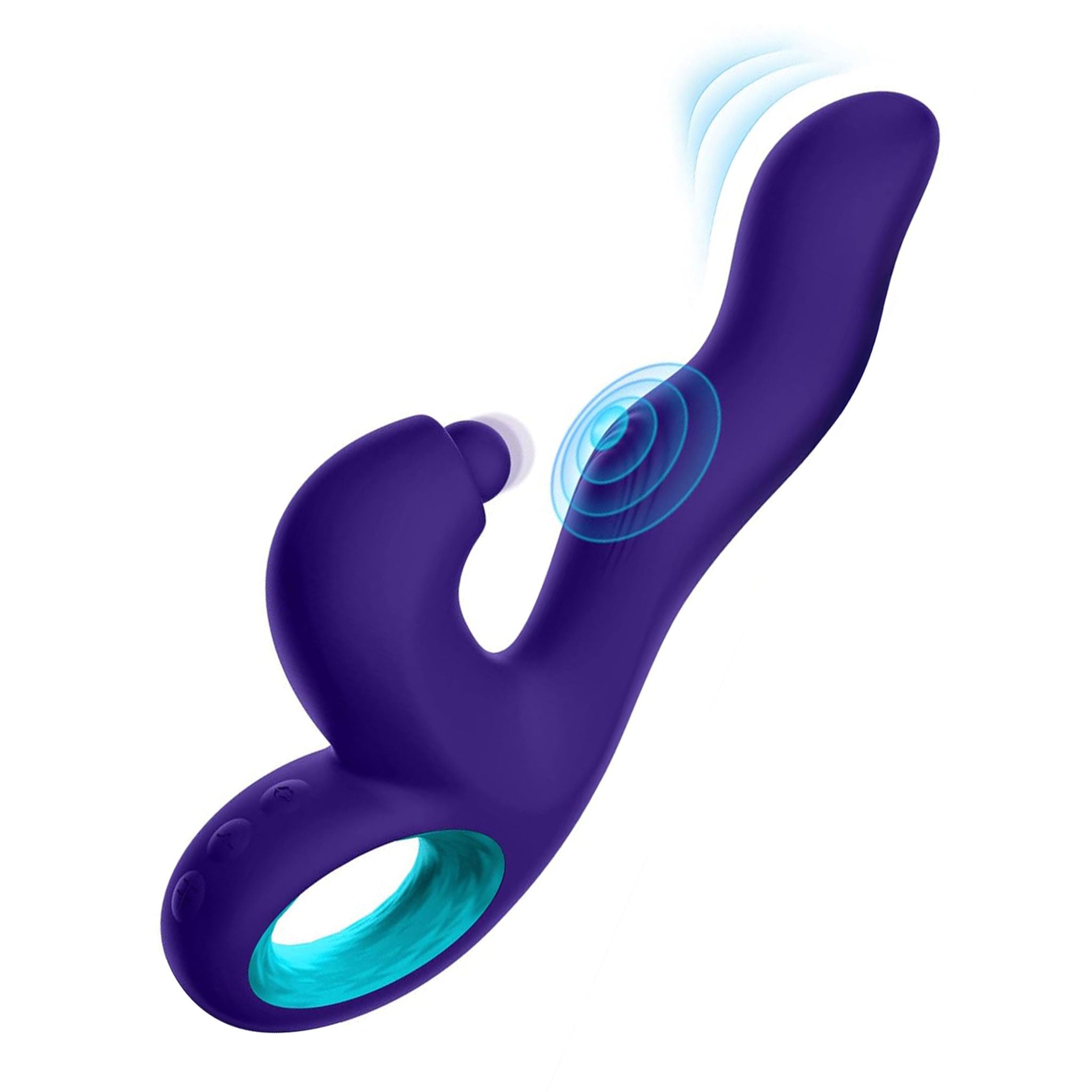 Silicone ABS-plastic accessories insertable vibe vibrator vibrating vibration rabbit g-spot p-spot a-spot clit clitoral clitoris stim stimulator stimulating stimulation dildo dong curved-tip triple-action thumping ring-handle waterproof usb-rechargeable ergonomic soft flexible adult-toys female femme feminine womens purple