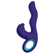 Silicone ABS-plastic accessories insertable vibe vibrator vibrating vibration rabbit g-spot p-spot a-spot clit clitoral clitoris stim stimulator stimulating stimulation dildo dong curved-tip triple-action thumping ring-handle waterproof usb-rechargeable ergonomic soft flexible adult-toys female femme feminine womens purple