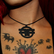 Cotton waxed-cotton resin accessories jewelry necklace choker medallion cord cotton-cord lobster-clasp back-closure ff-logo logo-gear branded branding 3d-printed laser-print fetish-community fetish fashion alt-fashion punk goth gothic bondage bdsm bdsm-gear kink kinky kinky-gear kinkwear clubwear gift unisex black