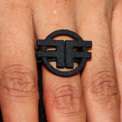 Resin 3d-printed laser-printed textured accessories jewelry hand-gear ring ff-logo logo-gear branded branding fetish-community bondage bdsm bdsm-gear kink kinky kinky-gear kinkwear clubwear gift unisex black