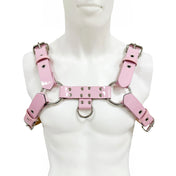 Patent leather chest harness top bulldog D-ring O-ring buckled unisex costume pet training accessories baby-pink