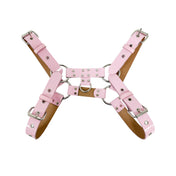 Patent leather chest harness top bulldog D-ring O-ring buckled unisex costume pet training accessories baby-pink