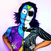 Adhesive medical-grade swimsuit-material glitter accessories intimates nipple pasties nipple-pasties nipple-covers breast-covers breast-shields skeleton bone bony hand middle-finger gesture rude-gesture spooky scary eerie daring rebellious fuck-you fetish fashion alt-fashion goth gothic punk rave ravewear dark-raver festival costume cosplay halloween unisex black white