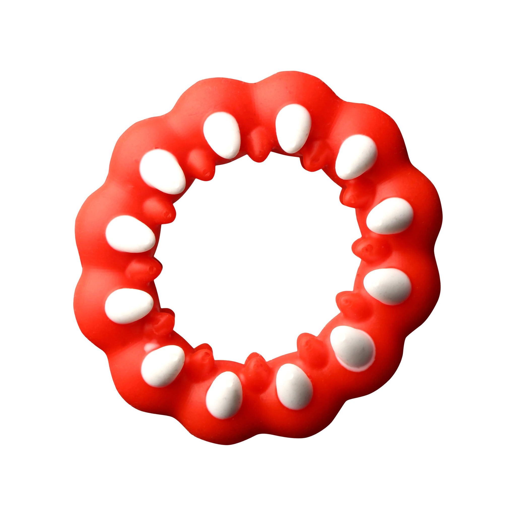 Silicone cock ring cockring cock-ring cnb c&b cock&ball cock-and-ball nonvibe nonvibe non-vibrating nonvibrating mouth fangs teeth textured beast stretchy fantasy adult-toys creature-cocks red