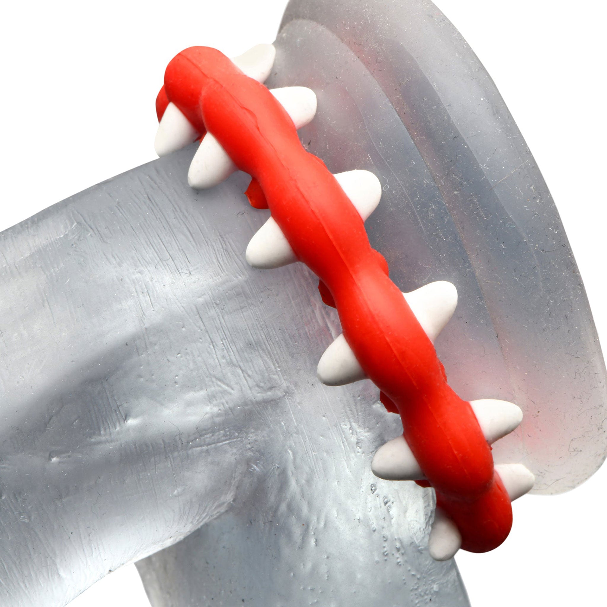 Silicone cock ring cockring cock-ring cnb c&b cock&ball cock-and-ball nonvibe nonvibe non-vibrating nonvibrating mouth fangs teeth textured beast stretchy fantasy adult-toys creature-cocks red