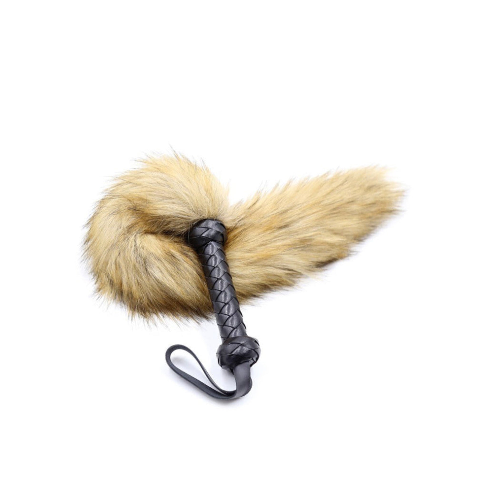 faux foxtail whip vegan faux fur handle wrist loop bdsm sensory play fetish roleplay accessory