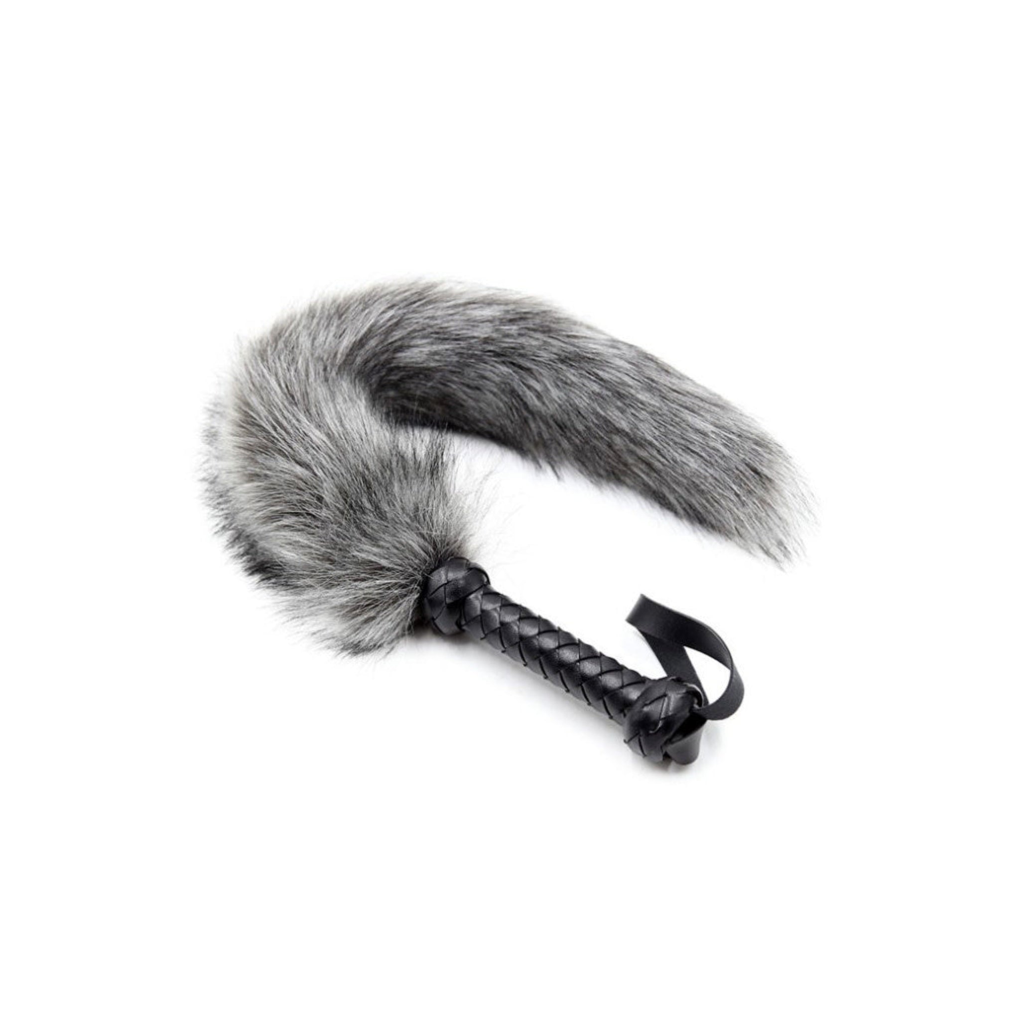 faux foxtail whip vegan faux fur handle wrist loop bdsm sensory play fetish roleplay accessory