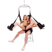 Nylon metal ABS-plastic neoprene sex-swing spinning-swing swing stirrups padded-stirrups padding connecting-hooks heavy-duty torsion-spring support-bar support weightless positions sex-positions stimulation stimulating swivel-clip deep-penetration fetish bdsm bondage submission domme dominatrix kink kinky kinky-play twist twisting twirl twirling spin spinning rotate rotation rotating unisex black