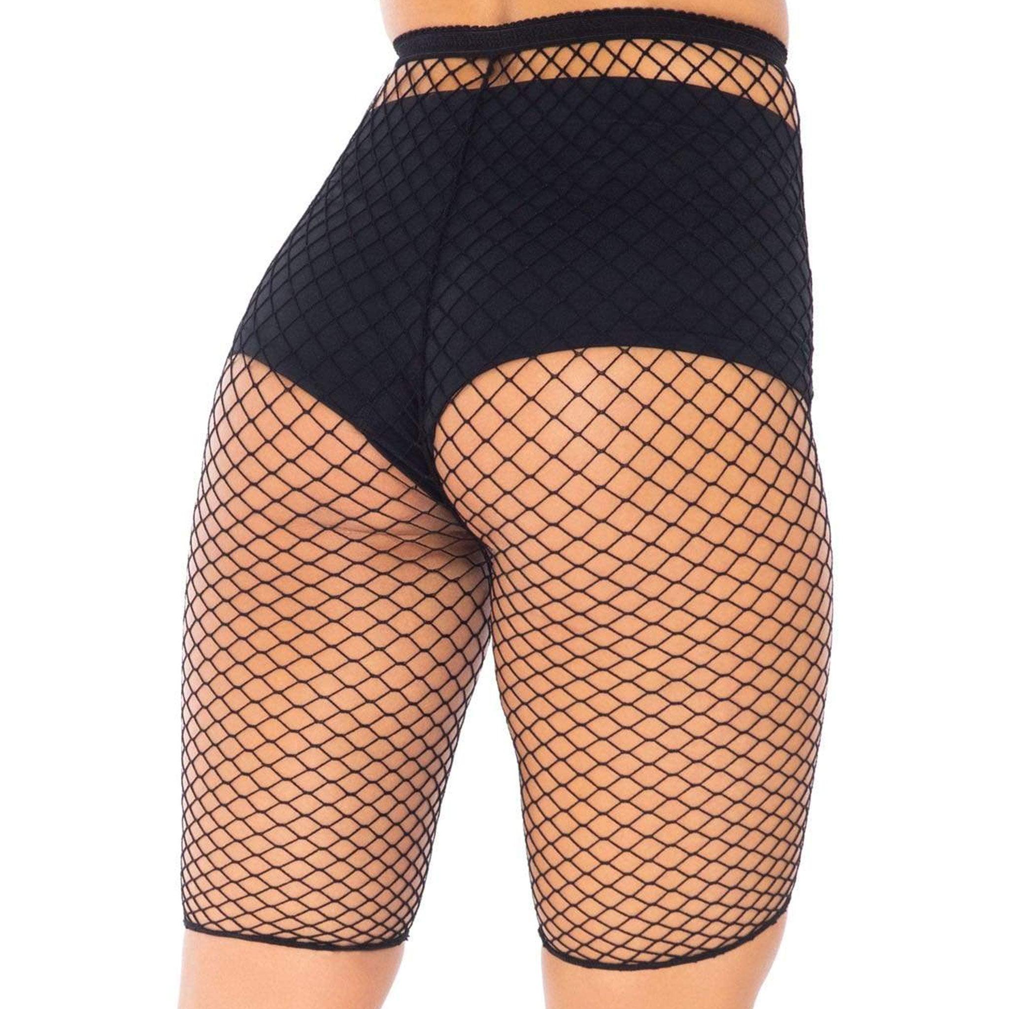Nylon spandex fishnet fish-net fish net industrial bottoms shorts biker cycling bermuda classic festival rave ravewear rave-wear summer pride versatile black