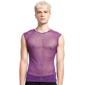 Nylon mesh sheer-mesh fishnet fish-net apparel tops shirt vest sleeveless stretchy soft classic fetish fashion alt-fashion alternative punk rocker goth gothic cyber cyberpunk clubbing clubwear festival festivalwear rave ravewear costume cosplay unisex purple