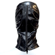 Latex rubber accessories hood latex-hood mask anatomical contrast-trim large-eyelashes flared-eyes makeup eye-makeup mascara zipper back-zip hair-shield shiny glossy sexy pretty beautiful fetish fashion alt-fashion alternative goth gothic cyber cyberpunk festival rave bondage bdsm bdsm-gear bdsm-toys bdsm-fashion kink kinky kinkwear costume cosplay halloween unisex black-red black-white