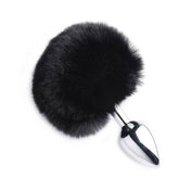 Zinc zinc-alloy metal metallic faux-fur fuzzy anal butt plug non-vibe nonvibe non-vibrating nonvibrating bunny rabbit tail cottontail bdsm bdsm-gear anal-toys animal-play pet-play costume cosplay role-play roleplay halloween accessories tailz valentines adult-toys black