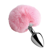 Zinc zinc-alloy metal metallic faux-fur fuzzy anal butt plug non-vibe nonvibe non-vibrating nonvibrating bunny rabbit tail cottontail bdsm bdsm-gear anal-toys animal-play pet-play costume cosplay role-play roleplay halloween accessories tailz valentines adult-toys pink