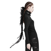 Cotton Spandex metallic-hardware lace textiles synthetic textiles accessories hair hair-clip hair-extension mohawk-design braided-mohawk fluffy audacious dark alluring allure playful charm charming rebellious rebellion rebel badass fetish fashion alt-fashion goth gothic goth-doll punk cyber cyberpunk cyber-punk costume cosplay halloween unisex black 