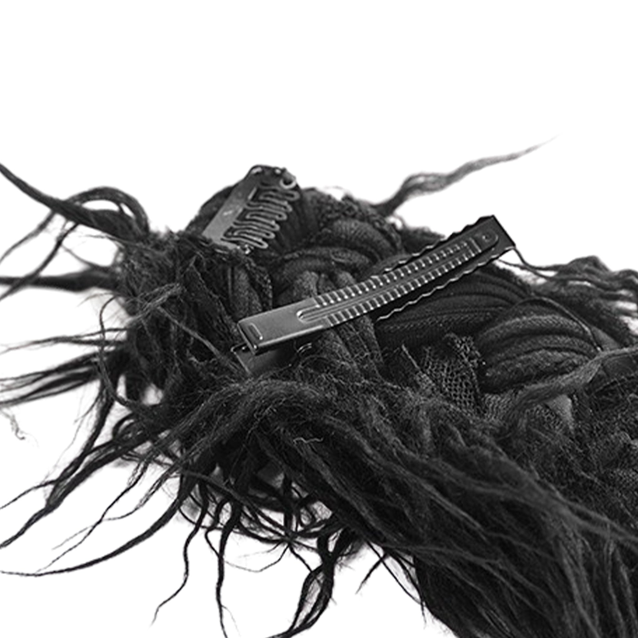 Cotton Spandex metallic-hardware lace textiles synthetic textiles accessories hair hair-clip hair-extension mohawk-design braided-mohawk fluffy audacious dark alluring allure playful charm charming rebellious rebellion rebel badass fetish fashion alt-fashion goth gothic goth-doll punk cyber cyberpunk cyber-punk costume cosplay halloween unisex black 