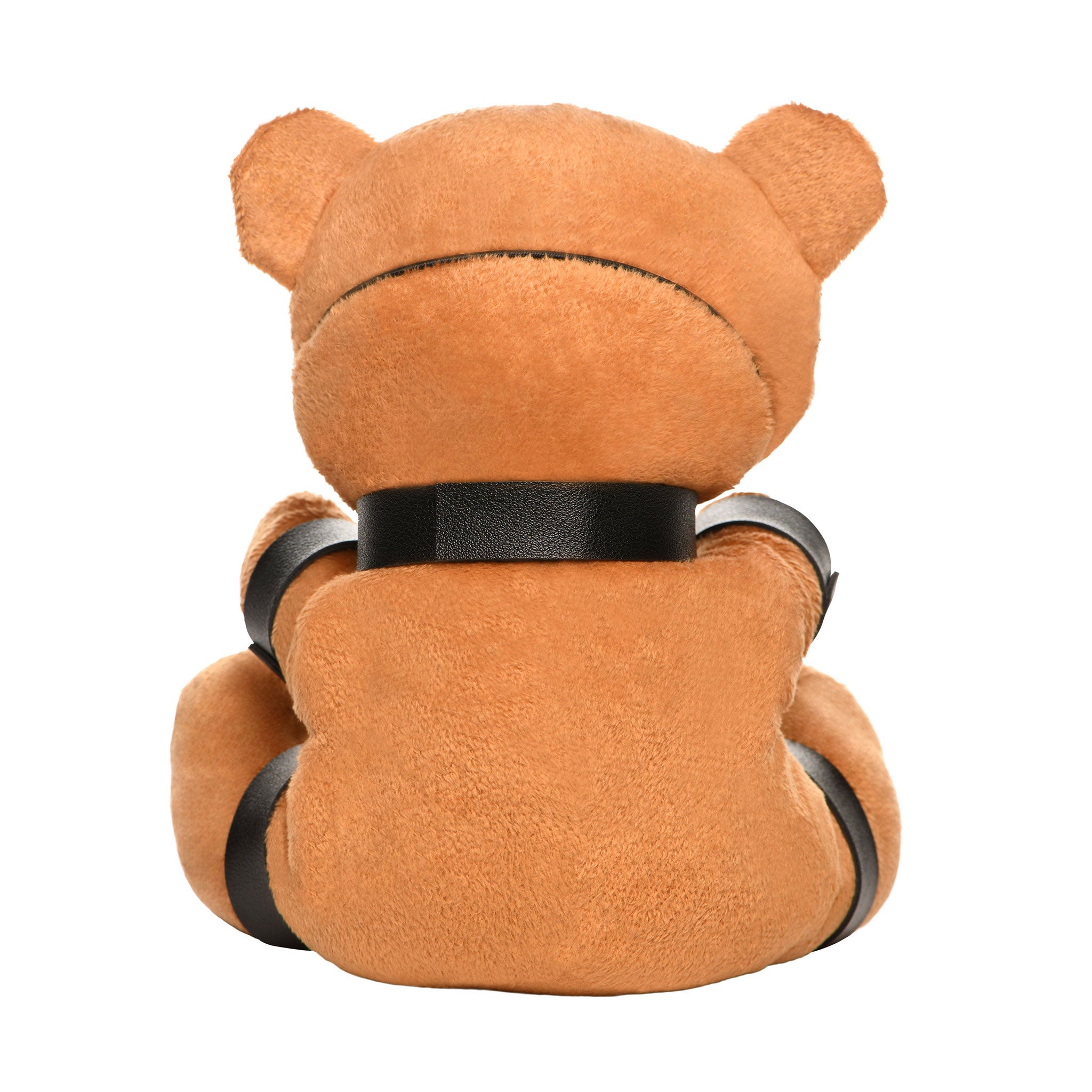 Polyester PU-leather faux-leather vegan-leather plastic metallic-chain accessories plush-toys stuffed-animals teddy-bear mouth-gag ball-gag gagged collared cuffs wrist-cuff ankle-cuff nickel-free playful cuddly soft fetish fashion alt-fashion alternative bedroom dungeon bondage bdsm bdsm-toys kink kinky kinky-toys restraints lifestyle gift decor aftercare costume cosplay halloween unisex brown burnt-orange