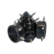 gas mask with 1 inch metal spikes dual active filter gothic fetish industrial punk adjustable straps dark fashion accessory