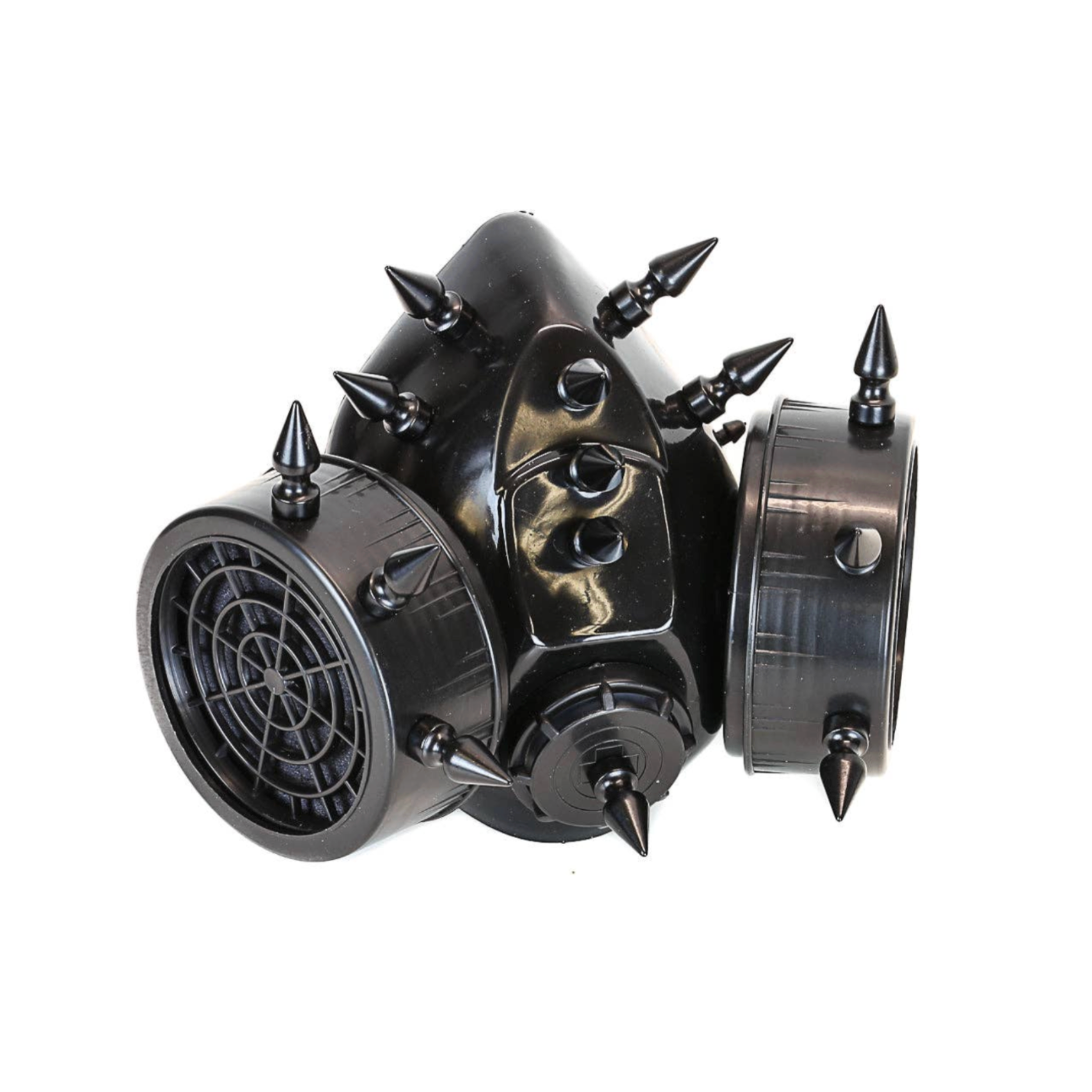 gas mask with 1 inch metal spikes dual active filter gothic fetish industrial punk adjustable straps dark fashion accessory
