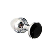 Small stainless steel butt plug with jeweled end, 1 inch diameter, 3 inch length, lightweight metal anal plug, sparkling gem butt plug for BDSM or erotic play