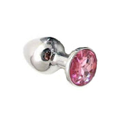 Small stainless steel butt plug with jeweled end, 1 inch diameter, 3 inch length, lightweight metal anal plug, sparkling gem butt plug for BDSM or erotic play