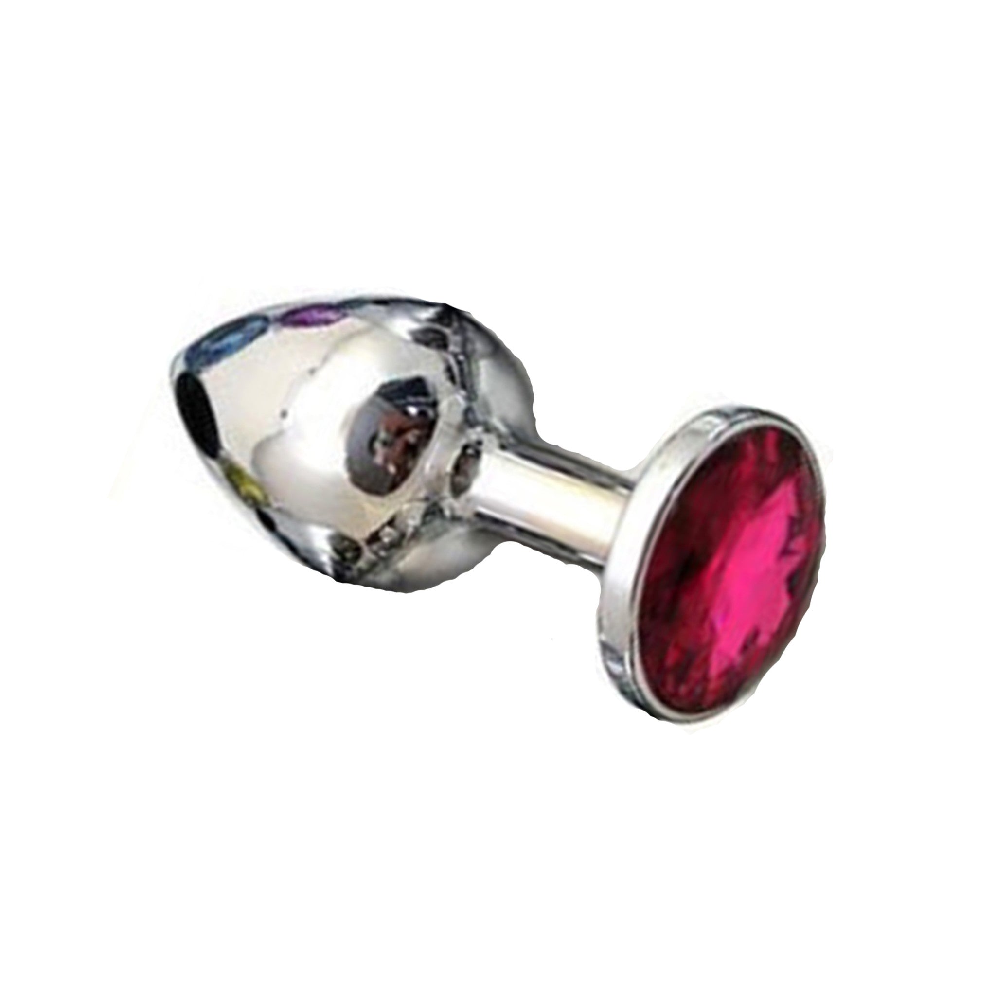 Small stainless steel butt plug with jeweled end, 1 inch diameter, 3 inch length, lightweight metal anal plug, sparkling gem butt plug for BDSM or erotic play