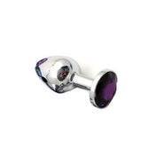 Small stainless steel butt plug with jeweled end, 1 inch diameter, 3 inch length, lightweight metal anal plug, sparkling gem butt plug for BDSM or erotic play