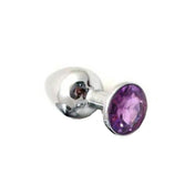 Small stainless steel butt plug with jeweled end, 1 inch diameter, 3 inch length, lightweight metal anal plug, sparkling gem butt plug for BDSM or erotic play