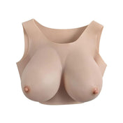 Silicone phthalate-free latex-free apparel vest boob-vest breasts breast-plate prosthetic E-cup natural lifelike realistic wearable confidence comfortable stretchy soft yielding swaying kink kinky kinkwear costume cosplay stage-makeup stage halloween drag drag-queen unisex mens menswear femme feminine female-presenting gender-affirming vanilla