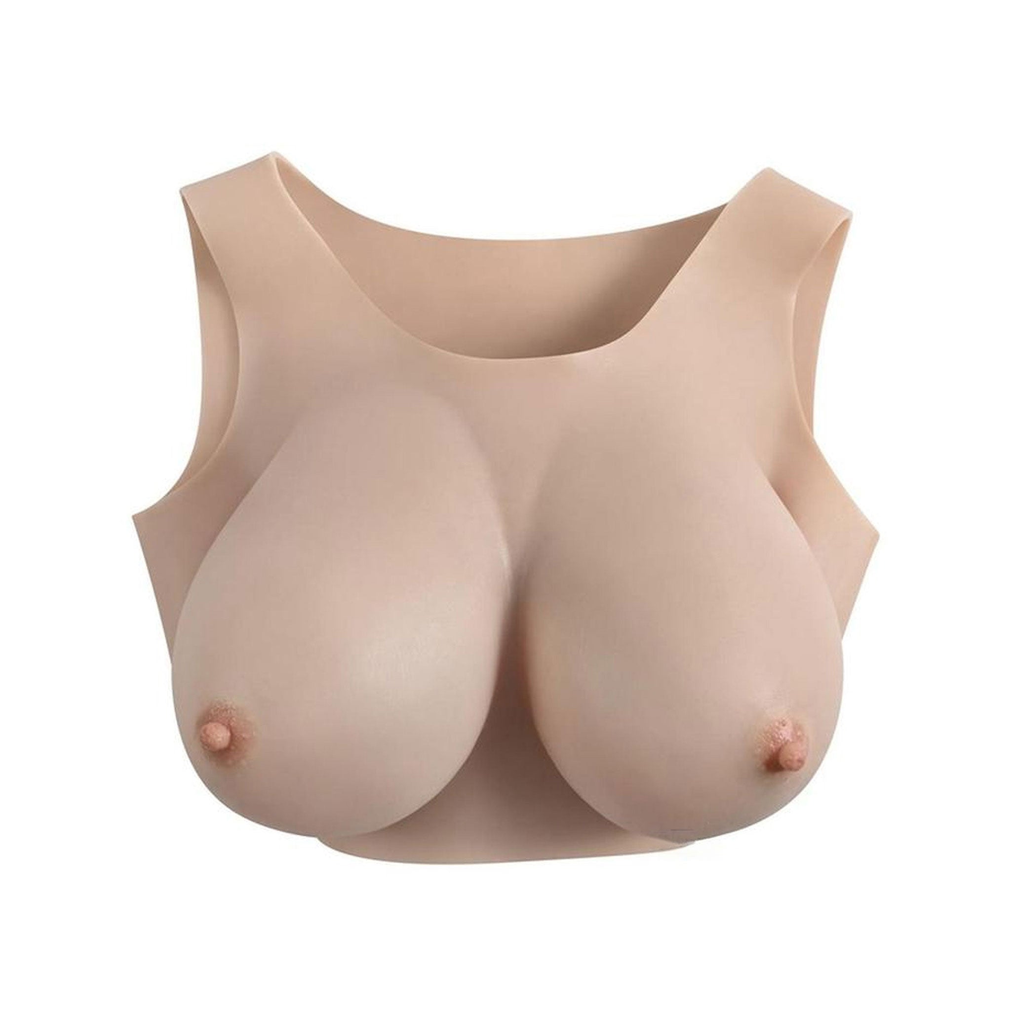 Silicone phthalate-free latex-free apparel vest boob-vest breasts breast-plate prosthetic E-cup natural lifelike realistic wearable confidence comfortable stretchy soft yielding swaying kink kinky kinkwear costume cosplay stage-makeup stage halloween drag drag-queen unisex mens menswear femme feminine female-presenting gender-affirming vanilla