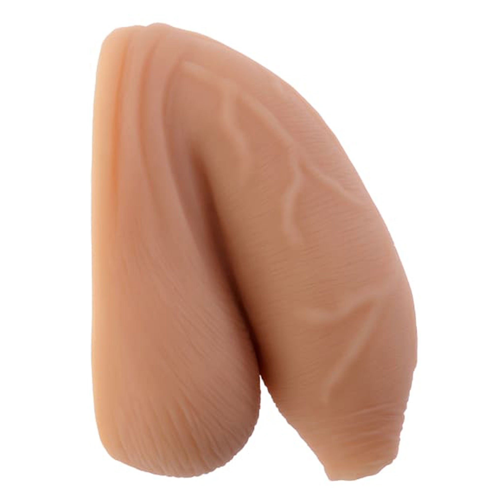 TPE packer dildo dong fake-penis fake-dick realistic lifelike detail balls uncircumcised uncut foreskin gender-affirming non-vibrating non-vibe adult-toys caramel