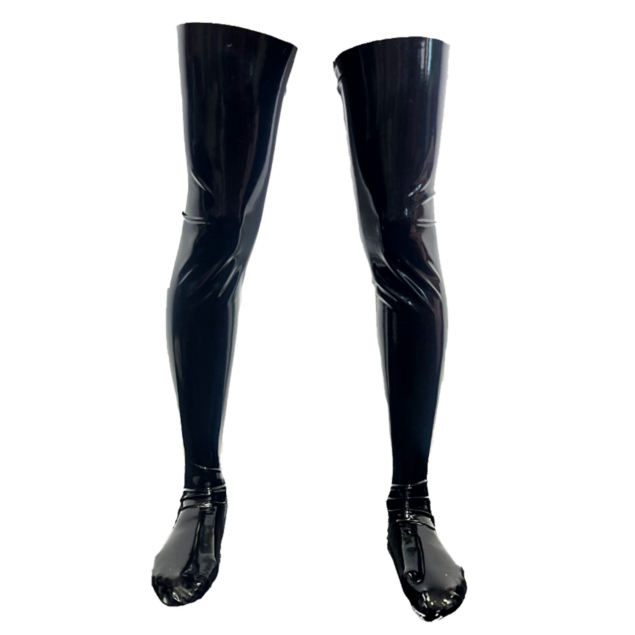 Latex rubber accessories intimates lingerie latex-lingerie hosiery stockings thigh-high thigh-hi seamed drainage-holes versatile fetish fashion alt-fashion punk goth gothic cyber bondage bdsm bdsm-fashion kink kinky kinkwear costume cosplay halloween female femme feminine womens black
