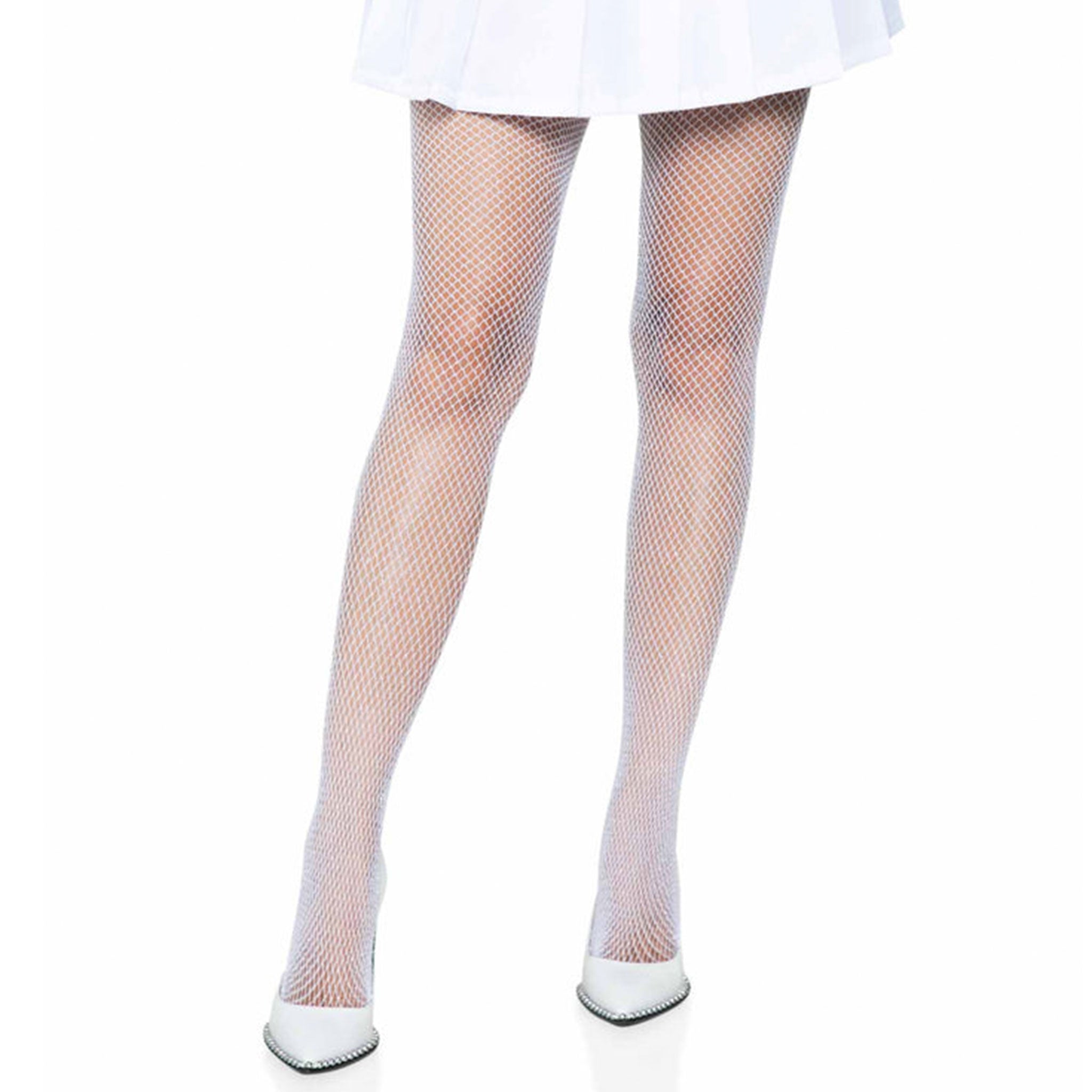 Nylon Spandex metallic-strands rhinestone fishnet fish-net sheer transparent seethru see-thru see-through apparel accessories intimates lingerie hosiery pantyhose stockings tights sexy stretchy glitter glittery sparkling sparkly form-flattering perfect-fit interwoven fetish fashion alt-fashion date-night eveningwear fantasy bedroom costume cosplay halloween female femme feminine womens white silver