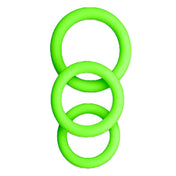 Silicone glow-in-the-dark stretchy cock ring cockring cock-ring cnb c&b cock&ball cock-and-ball 3pc 3-piece three-piece nonvibe non-vibe non-vibrating stamina performance adult-toys green fluorescent