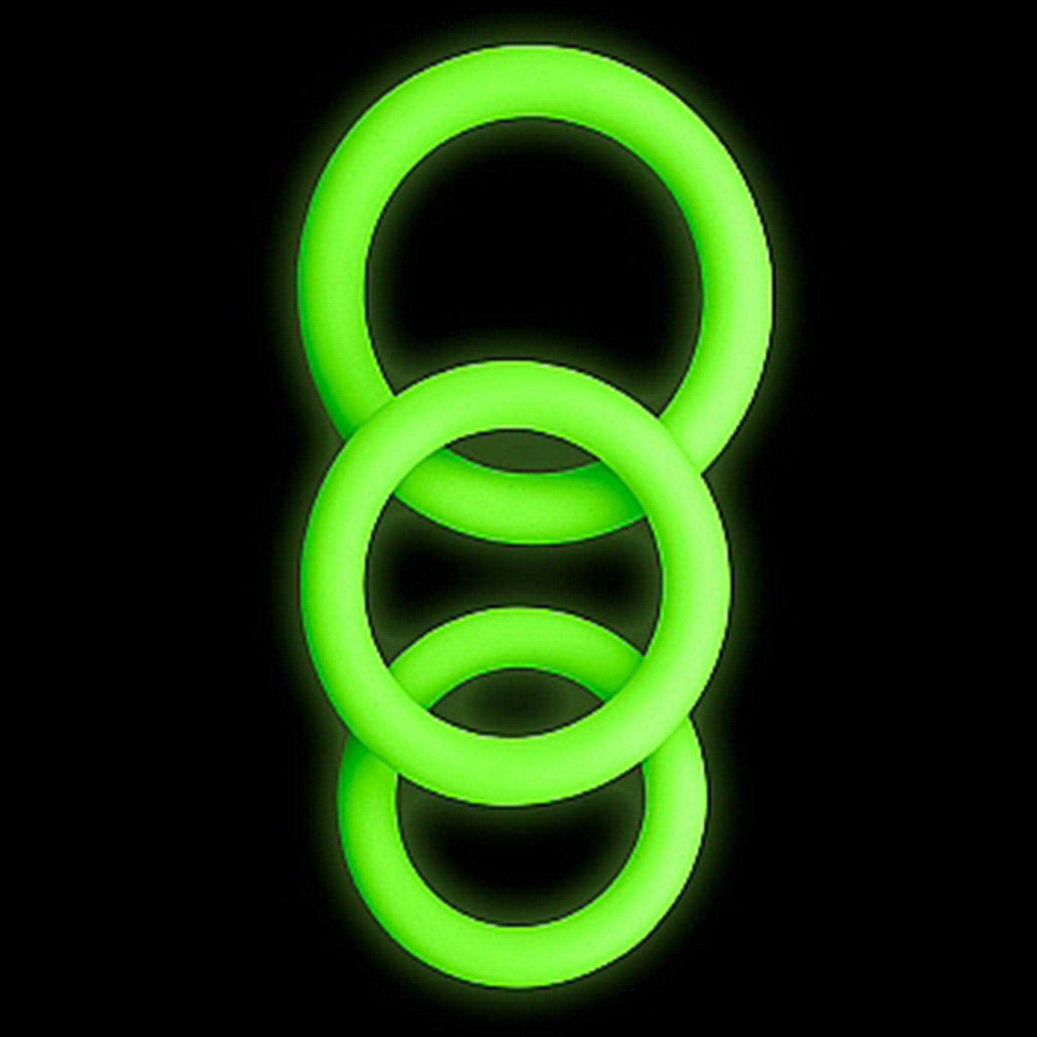 Silicone glow-in-the-dark stretchy cock ring cockring cock-ring cnb c&b cock&ball cock-and-ball 3pc 3-piece three-piece nonvibe non-vibe non-vibrating stamina performance adult-toys green fluorescent