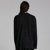 goth decadent t-shirt distressed mens top ripped long sleeve oversized fit crew neck dark gothic fashion post-apocalyptic style alternative streetwear stretchy knit black goth clothing
