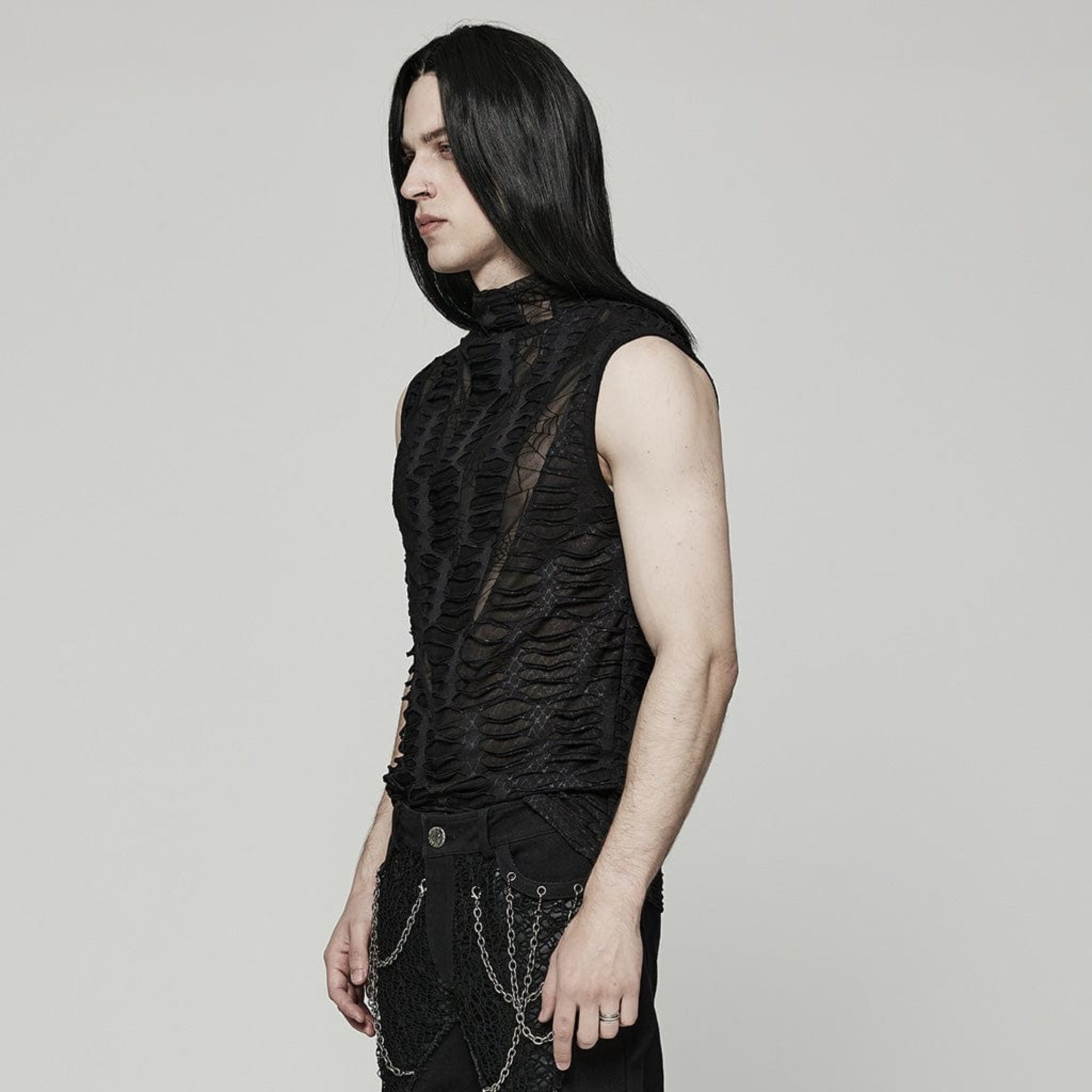 goth fang sleeveless shirt gothic punk top alternative streetwear fang print muscle tee dark fashion fetish factory