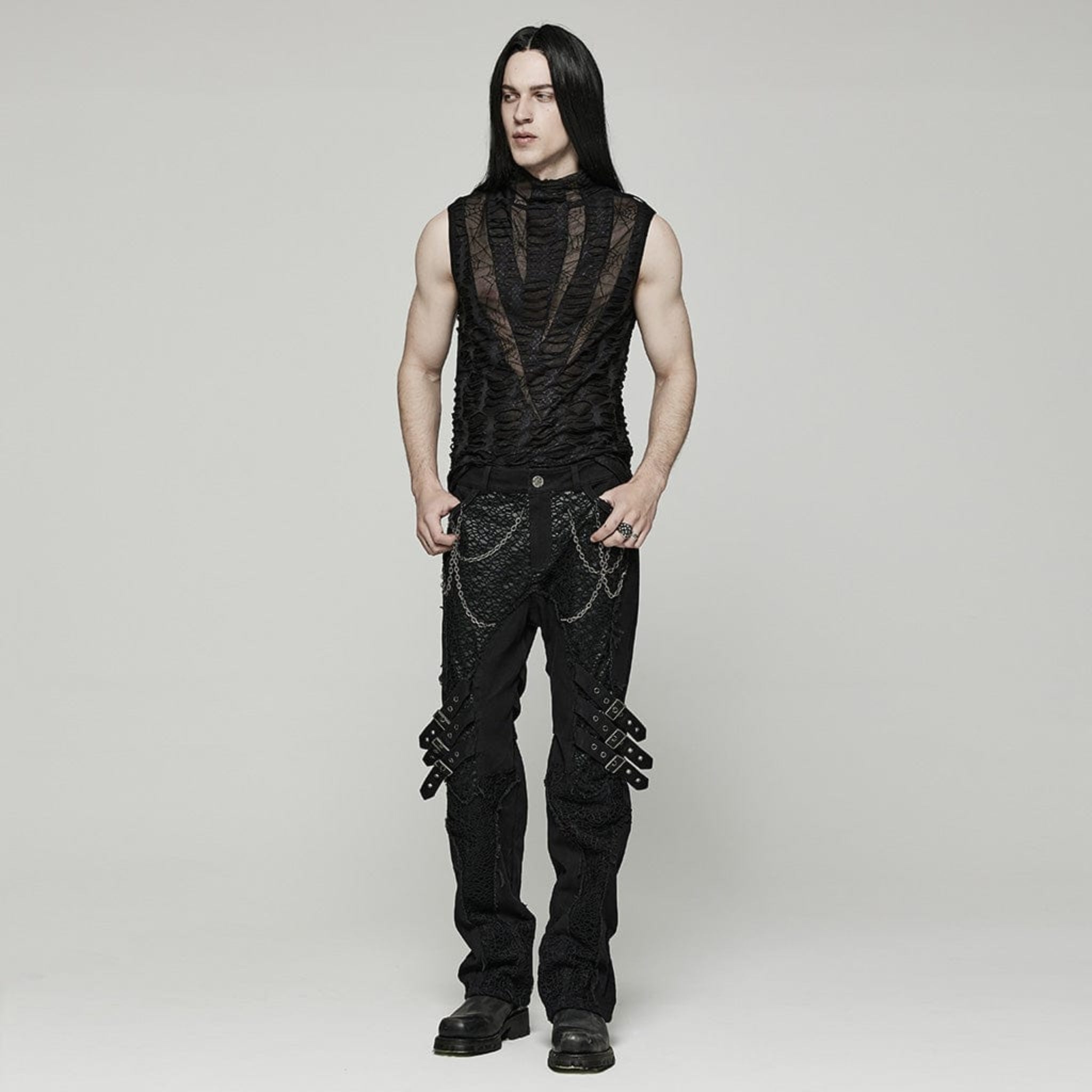 goth fang sleeveless shirt gothic punk top alternative streetwear fang print muscle tee dark fashion fetish factory