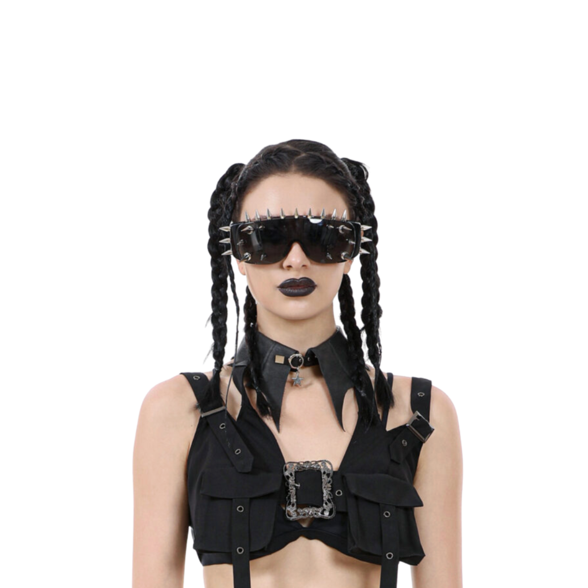 gothic batwing vegan leather choker black faux suede bat collar o-ring clasp star charm punk gothic statement necklace fetish fashion