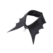 Leather leatherette faux-leather vegan-leather suede matte-finish accessories collar choker bat batwing batwing-shape lapels adjustable buckle star star-charm removable O-ring 3d-stitching reinforced-stitching nocturnal sleek celestial danger dream edgy elegant showstopper show-stopper fierce graceful fetish fashion alt-fashion goth gothic punk nu-goth dark-academia lolita gothic-lolita costume cosplay halloween vampire vampiric female femme feminine womens unisex black silver